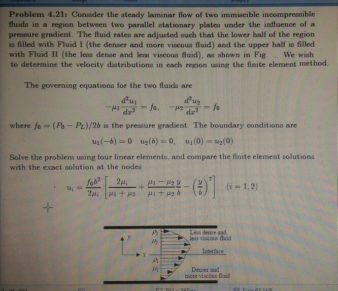 Solved Problem 4.21: Consider the steady laminar flow of two | Chegg.com