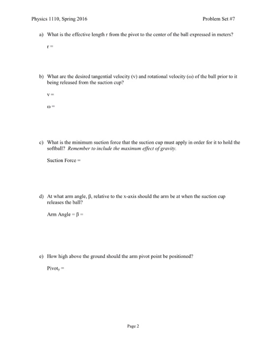 Solved Physics 1110, Spring 2016 Problem Set #7 Problem Set | Chegg.com
