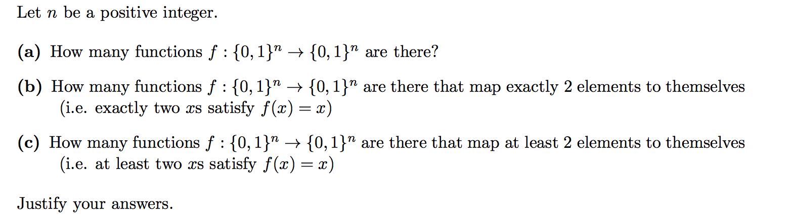 Solved Let n be a positive integer. a) How many functions f | Chegg.com