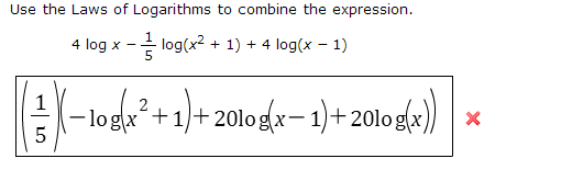 Solved Use the Laws of Logarithms to combine the expression. | Chegg.com