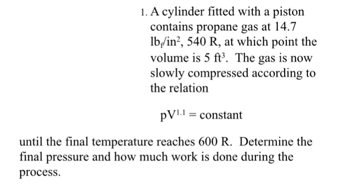 Solved A cylinder fitted with a piston contains propane gas | Chegg.com