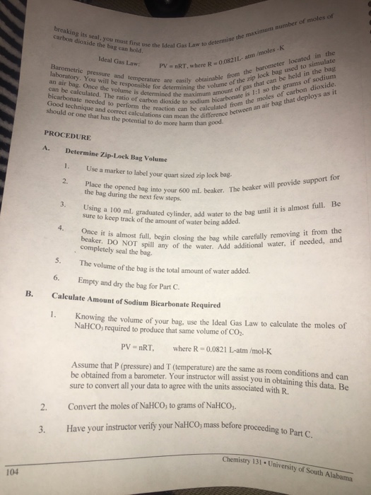 EXPERIMENT GAS LAWS AND THE LIFESAVING AIRBAG