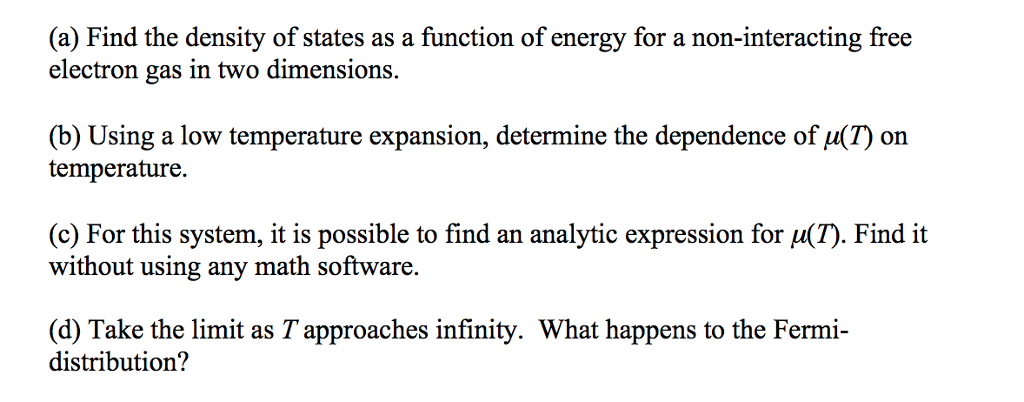 Solved (a) Find The Density Of States As A Function Of | Chegg.com