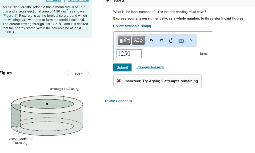 Solved Part A An airfilled toroidal solenoid has a mean