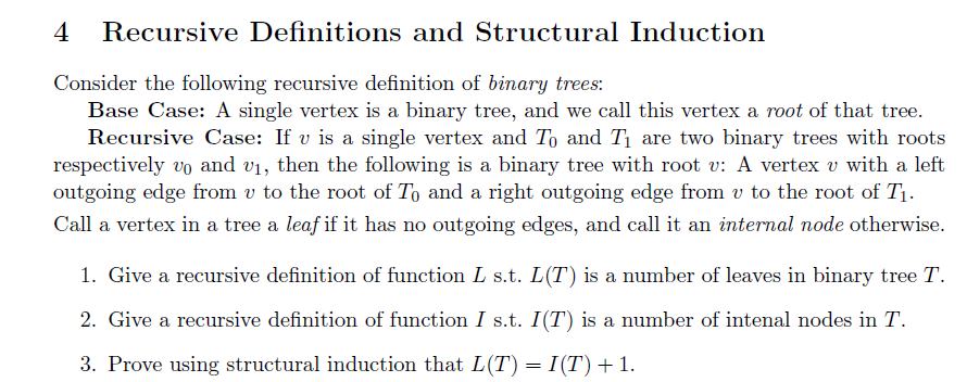 Solved 4 Recursive Definitions And Structural Induction Chegg Solved 4 Recursive Definitions And Structural Induction Chegg