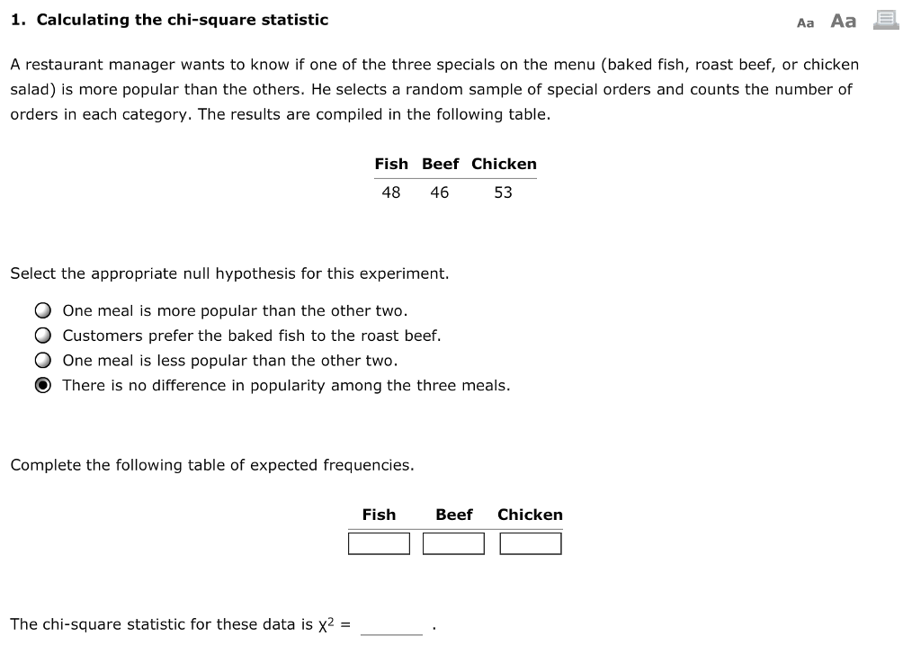 Solved 1. Calculating the chisquare statistic Aa Aa A
