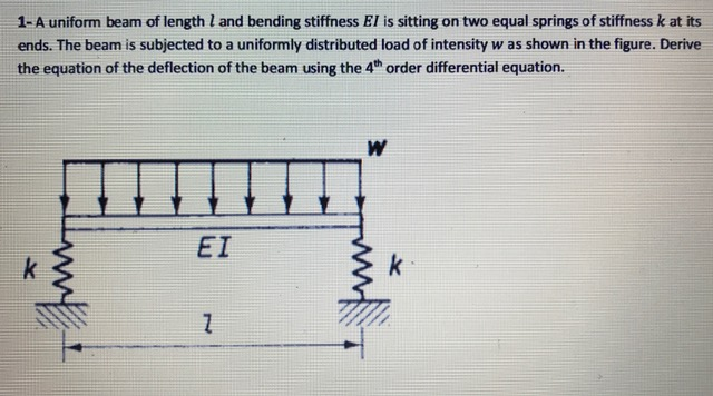 Solved A uniform beam of length l and bending stiffness EI | Chegg.com
