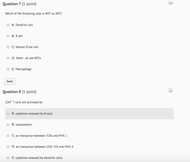 Solved Question 7 (1 point) Which of the following cells is | Chegg.com