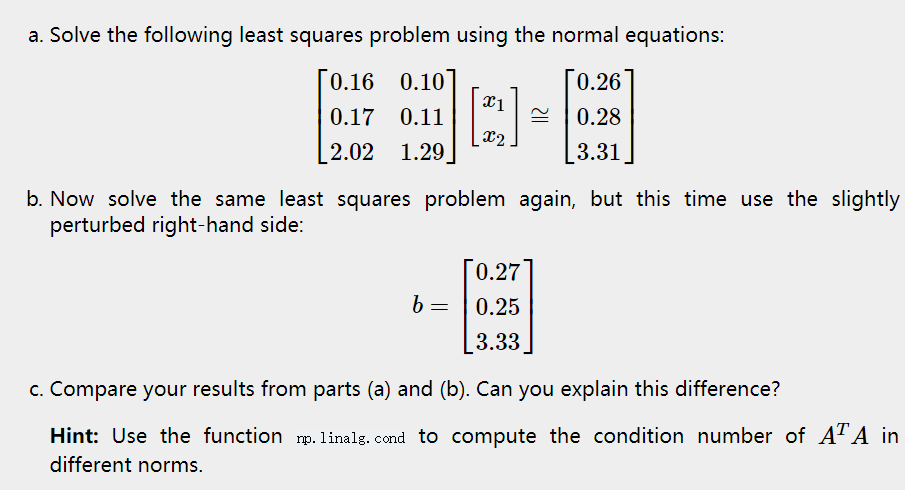 solve a least squares problem