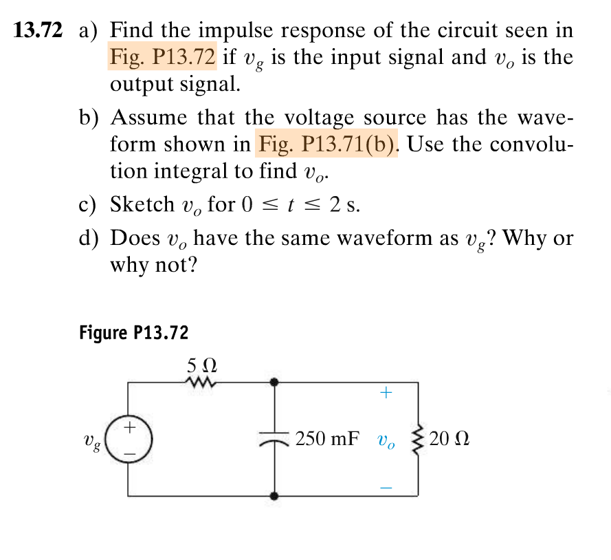 Solved 13.72 A) Find The Impulse Response Of The Circuit | Chegg.com