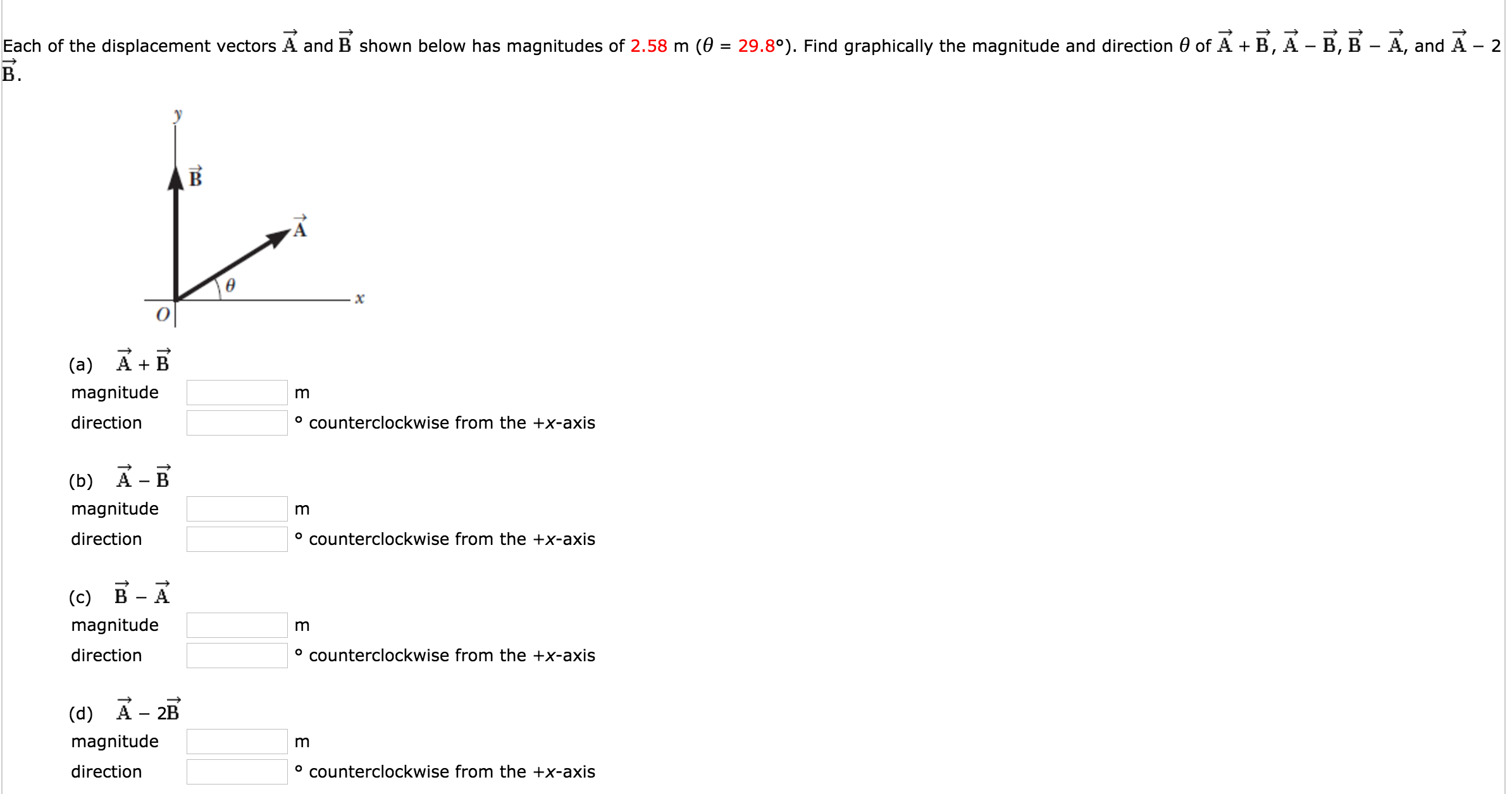 Solved Each Of The Displacement Vectors A And B Shown Below | Chegg.com