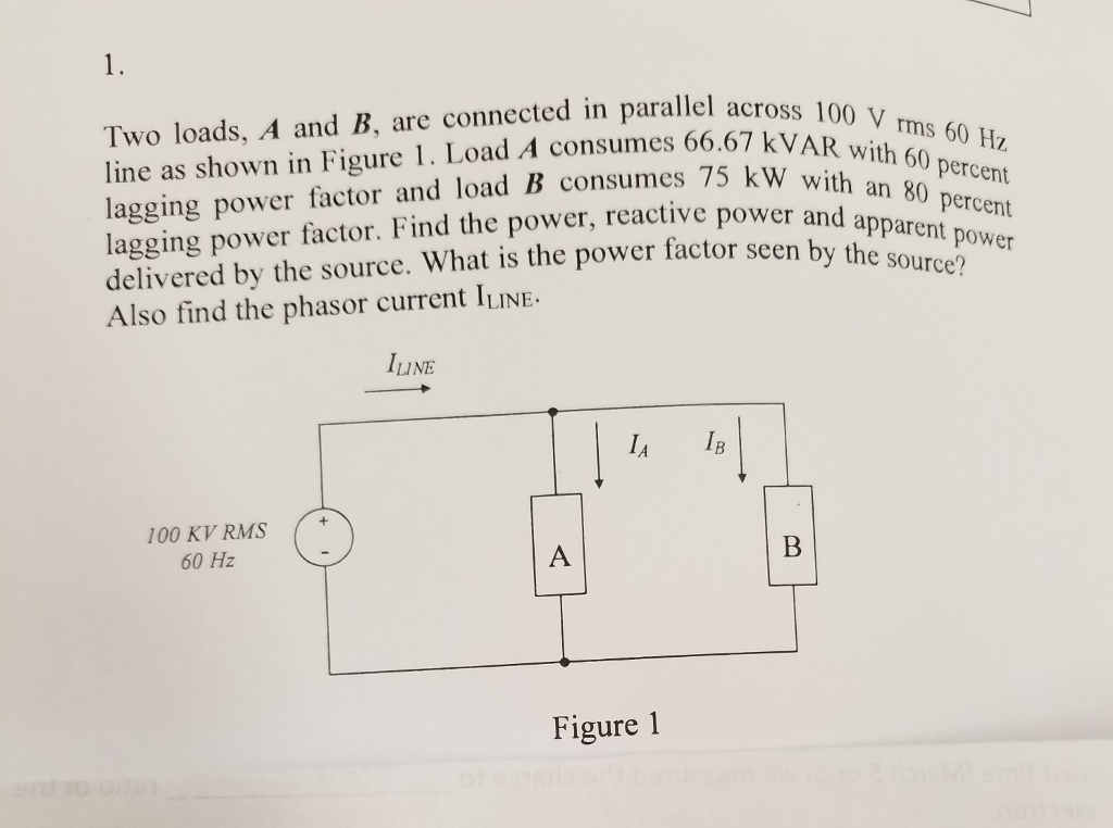 Solved Two Loads, A And B, Are Connected In Parallel Across | Chegg.com