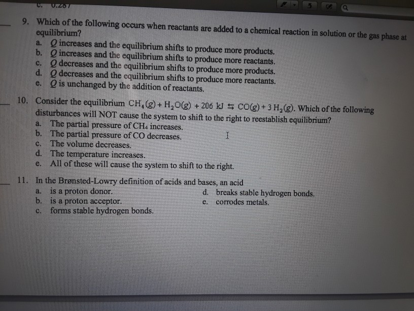Solved Which of the following occurs when reactants are | Chegg.com