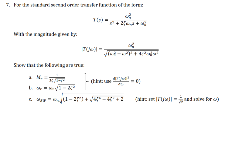 solved-for-the-standard-second-order-transfer-function-of-chegg