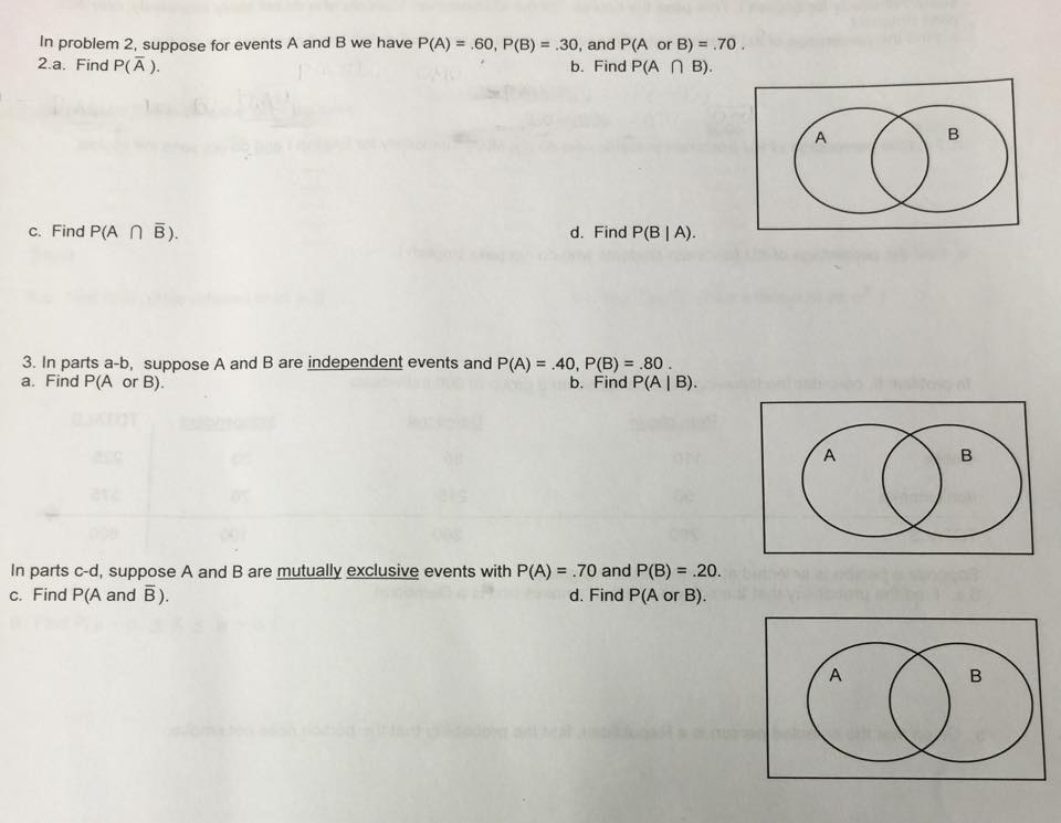 Solved In Problem 2, Suppose For Events A And B We Have P(A) | Chegg.com