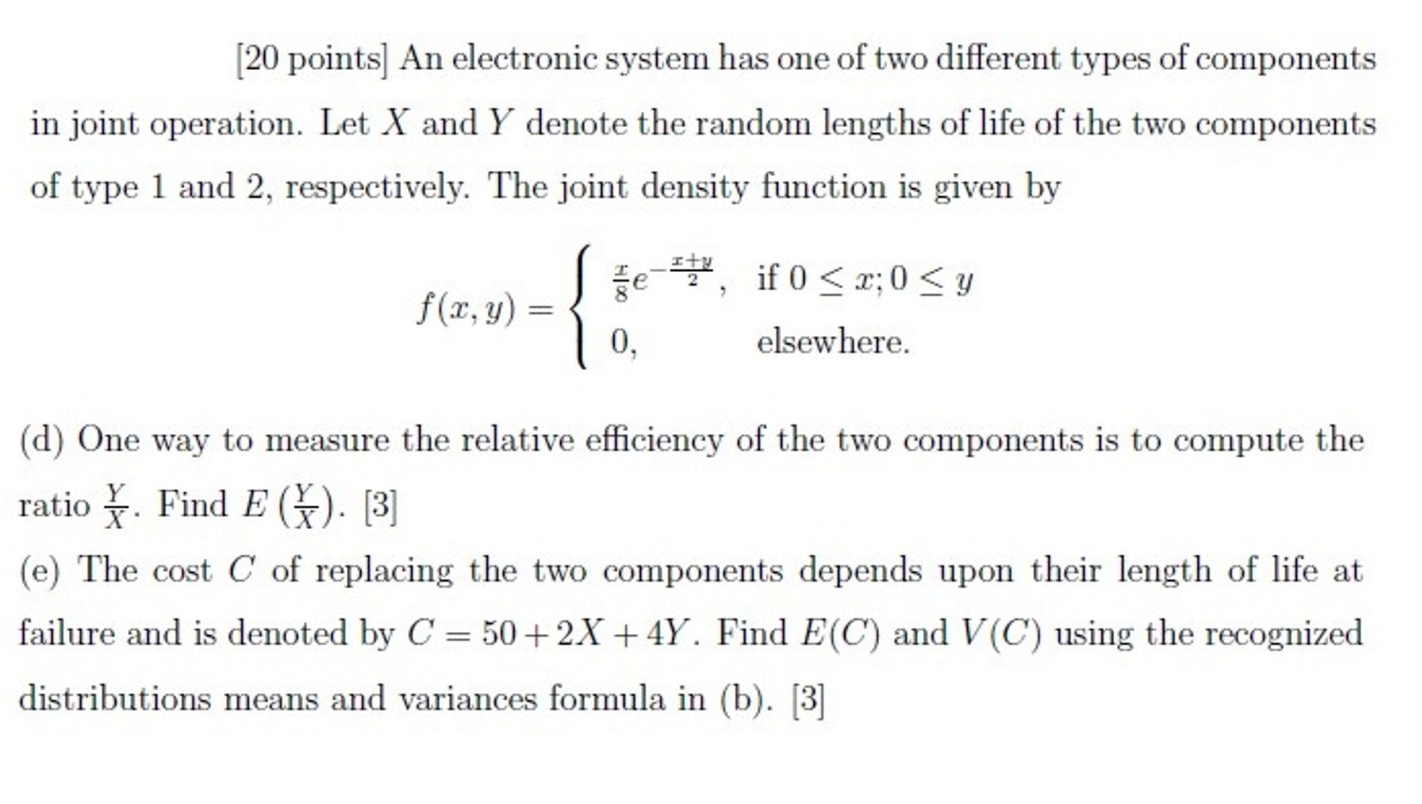 Solved An electronic system has one of two different types | Chegg.com