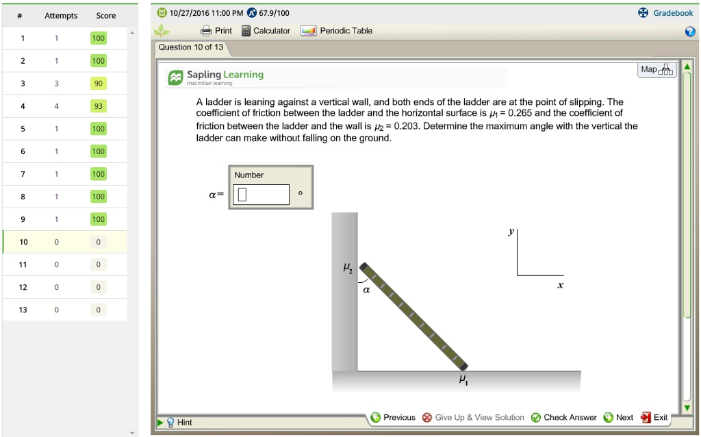 Solved A Ladder Is Leaning Against A Vertical Wall, And Both | Chegg.com