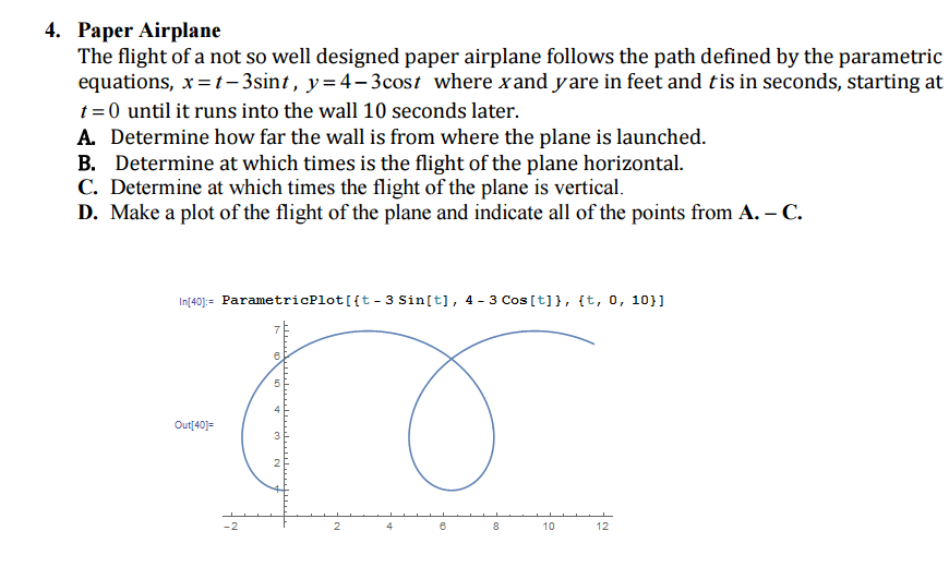 Solved Paper Airplane The flight of a not so well designed | Chegg.com