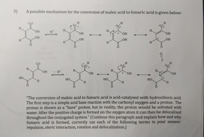 Solved 3) A possible mechanism for the conversion of maleic | Chegg.com