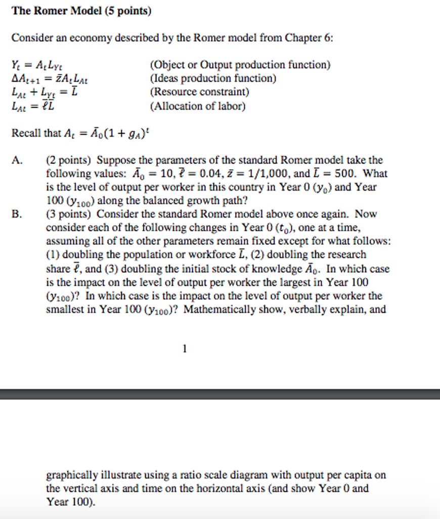 Solved Romer-Model Question. Please show how to solve (quick | Chegg.com