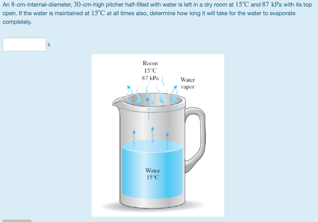Solved An 8cminternaldiameter, 30cmhigh pitcher