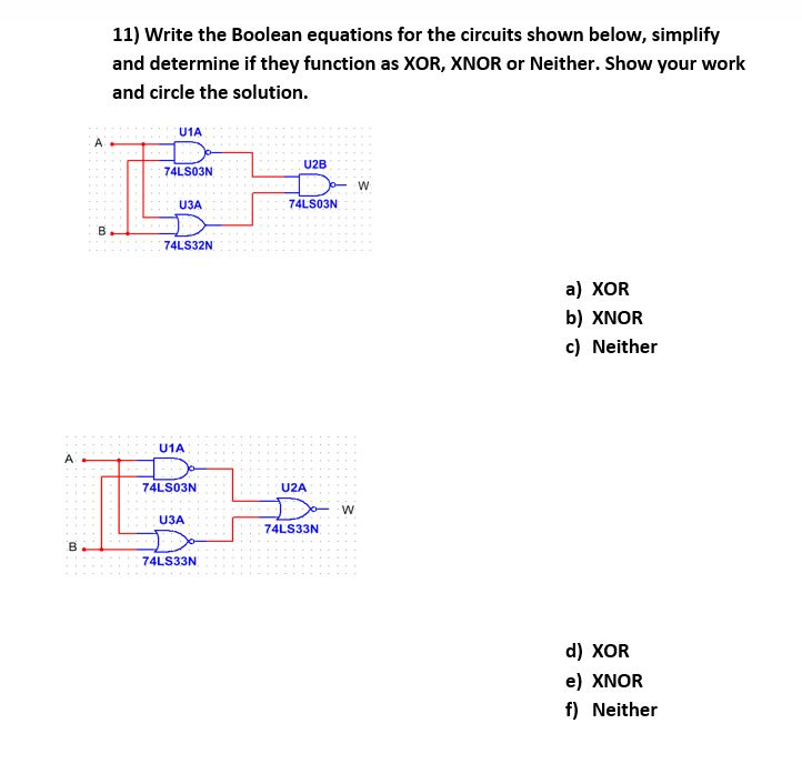 Solved 11) Write The Boolean Equations For The Circuits | Chegg.com