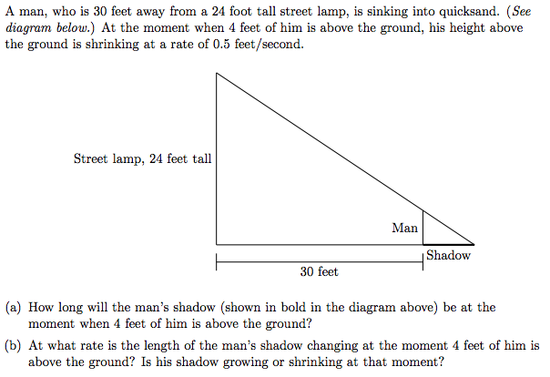 Solved A man, who is 30 feet away from a 24 foot tall street | Chegg.com