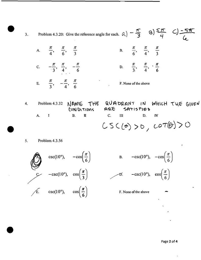 Solved Math 1330 Precalculus Electronic Homework (EHW 4) | Chegg.com