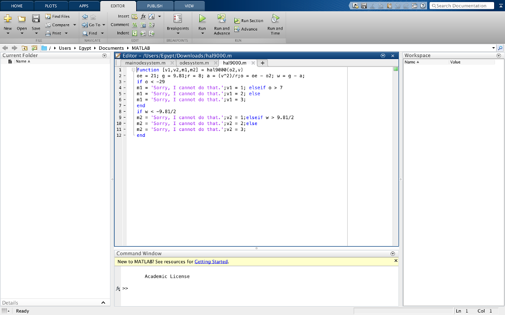 Solved Hal9000 has written a pretty sweet MATLAB function! | Chegg.com