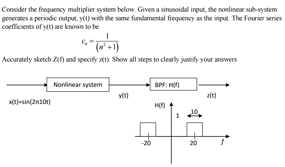 Consider the frequency multiplier system below. Given | Chegg.com