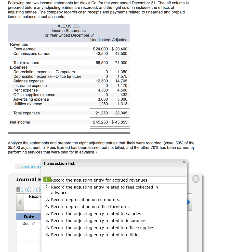 Solved Following Are Two Income Statements For Alexis Co. | Chegg.com