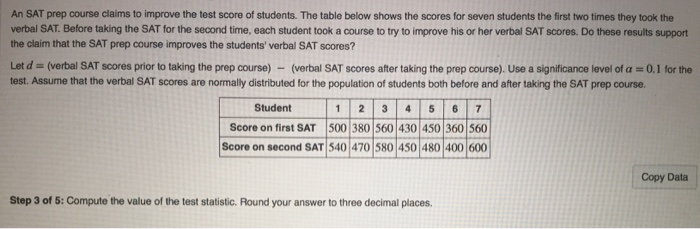 Solved An Sat Prep Course Claims To Improve The Test Score