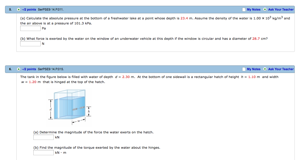 Solved Calculate the absolute pressure at the bottom of a