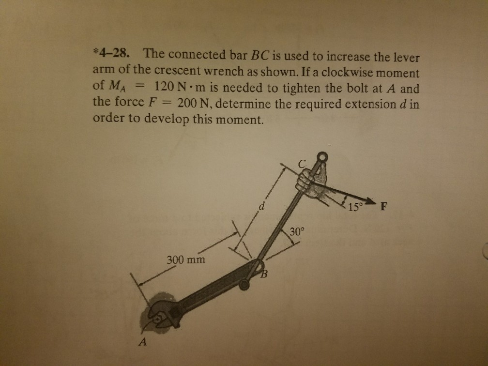 Solved *4-28. The connected bar BC is used to increase the | Chegg.com