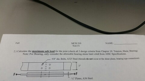 calculate the maximum safe load for the joint a) | Chegg.com