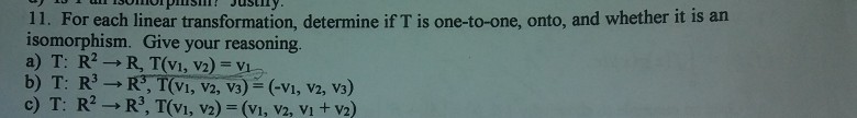 Solved 11. For each linear transformation, determine if T is | Chegg.com
