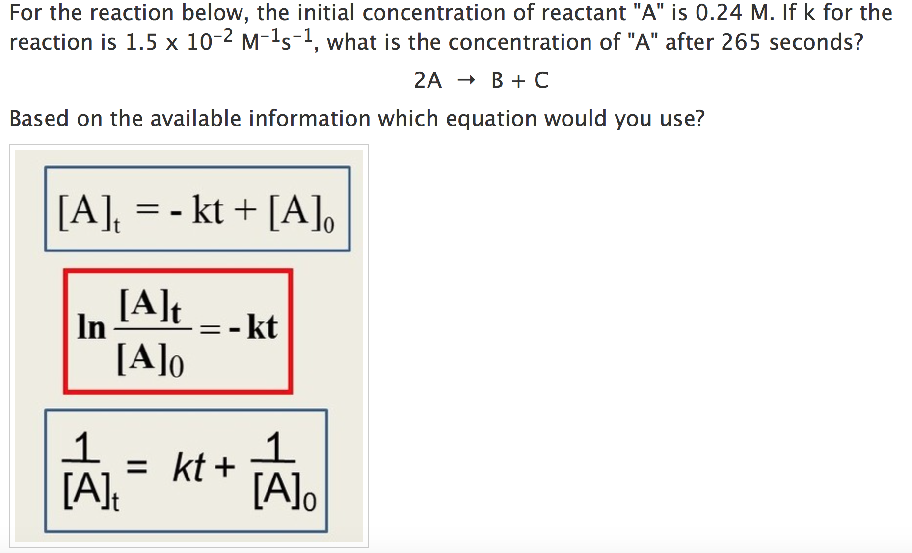 Solved For the reaction below, the initial concentration of | Chegg.com