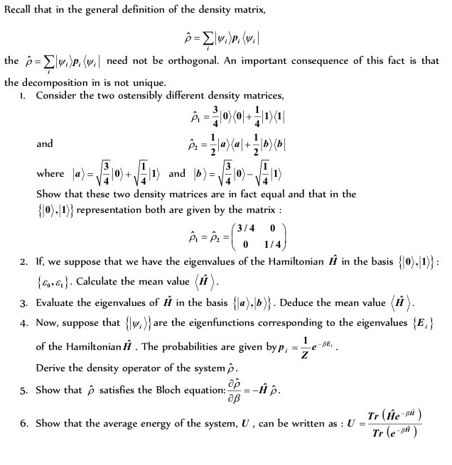 Solved Recall that in the general definition of the density