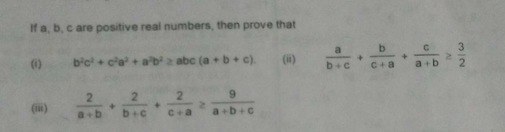 Solved If A, B, C Are Positive Real Numbers, Then Prove That | Chegg.com