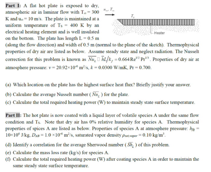 Solved A flat hot plate is exposed to dry, atmospheric air | Chegg.com