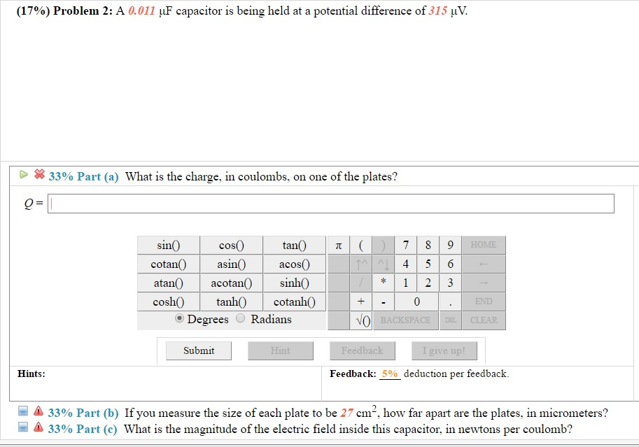 Solved A 0.011 mu F capacitor is being held at a potential | Chegg.com