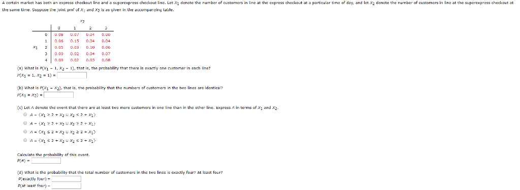 Solved A certain market has both an express checkout line | Chegg.com