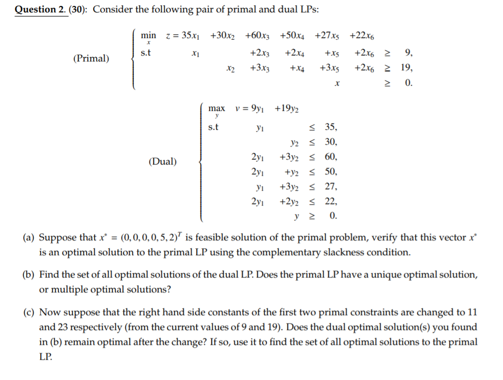 Question 2. (30): Consider the following pair of | Chegg.com