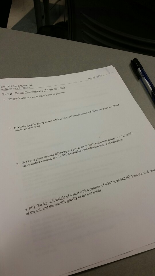Solved If void ratio of a soil is 0.2 calculate its porosity | Chegg.com