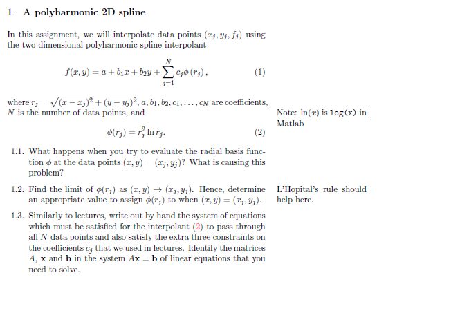 In this assignment, we will interpolate data points | Chegg.com