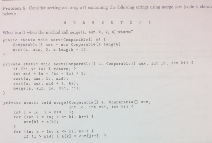 Solved Problem 5. Consider Sorting An Array A Containing The | Chegg.com