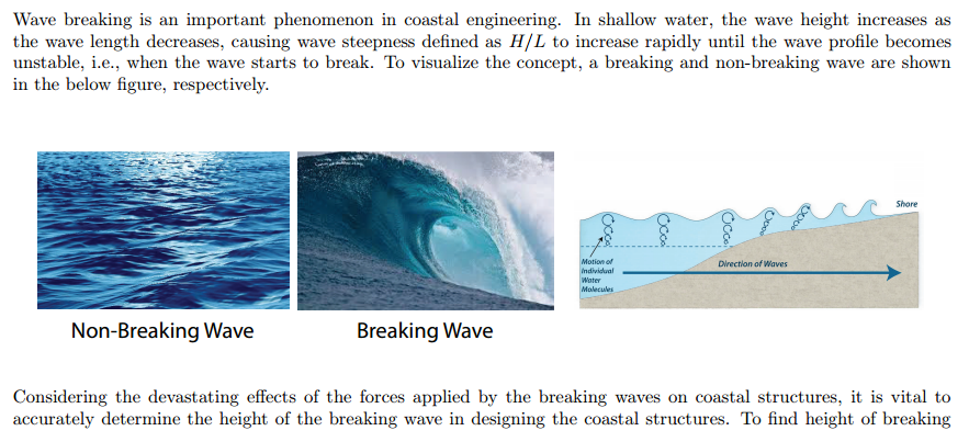 Solved Wave breaking is an important phenomenon in coastal Chegg