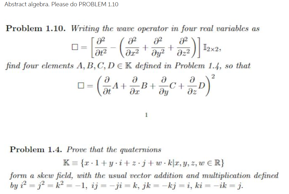 Solved Abstract Algebra. Please Do PROBLEM 1.10 Problem | Chegg.com