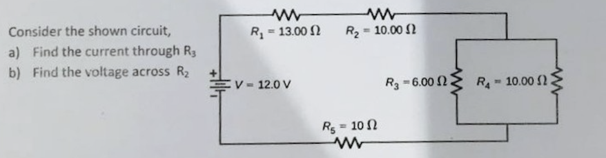 Solved R2 = 10.00 Ω Consider the shown circuit, a) Find the | Chegg.com