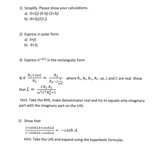 Solved Simplify. Please show your calculations. (5+2j) | Chegg.com